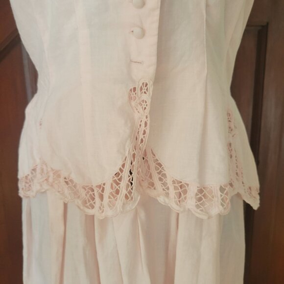 Vintage Light Pink Button-Front Dress With Lace Trim Kathie Lee - Picture 4 of 7